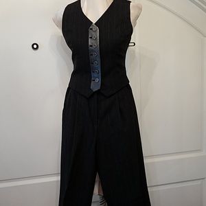 Alberto Makali - 3 piece LEATHER wool suit- vintage NEW